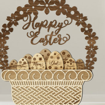 Intra απο ξύλο plywood  Χρώμα wenge 3mm-4mm πάχος - Πασχαλινό ΚΑΛΑΘΙ Πολυστρωματικό κοπής με λέιζερ Δίασταση 16x17 cm INTRAFABR-59884642 - Image 5