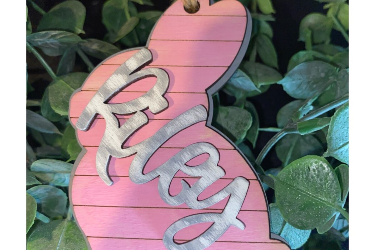 Intra απο ξύλο plywood  Χρώμα wenge 3mm-4mm πάχος - Πασχαλινό καλάθι όνομα ετικέτα Laser Δίασταση 5x10 cm INTRAFABR-116902274