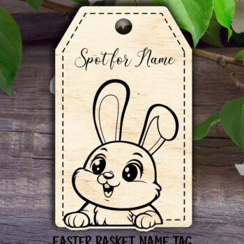 Intra απο ξύλο plywood Χρώμα wenge 3mm-4mm πάχος - Ετικέτα με όνομα Πασχαλινό καλάθι Δίασταση 15x15 cm INTRAFABR-59724831 - Image 1