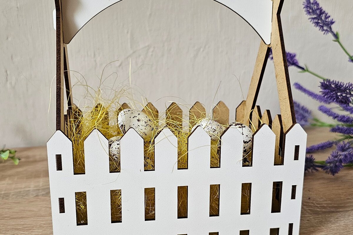 Intra απο ξύλο plywood  Χρώμα wenge 3mm-4mm πάχος - Πασχαλινό καλάθι Σχέδιο φράχτη με Δίασταση 4x4 cm INTRAFABR-91869713