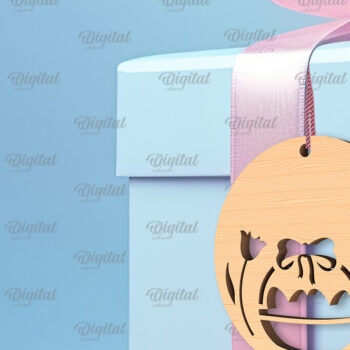 Intra απο ξύλο plywood  Χρώμα wenge 3mm-4mm πάχος - Πασχαλινό καλάθι Ετικέτα . Πασχαλινή Δίασταση 15x15 cm INTRAFABR-91867352 - Image 1