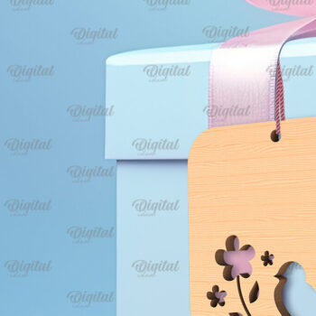 Intra απο ξύλο plywood  Χρώμα wenge 3mm-4mm πάχος - Πασχαλινό καλάθι Ετικέτα . Πασχαλινή Δίασταση 15x15 cm INTRAFABR-97526708 - Image 1