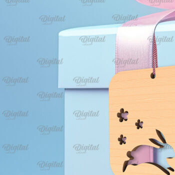 Intra απο ξύλο plywood  Χρώμα wenge 3mm-4mm πάχος - Πασχαλινό καλάθι Ετικέτα . Πασχαλινή Δίασταση 15x15 cm INTRAFABR-59990182 - Image 1