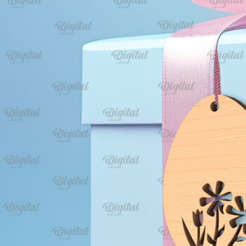 Intra απο ξύλο plywood  Χρώμα wenge 3mm-4mm πάχος - Πασχαλινό καλάθι Ετικέτα . Πασχαλινή Δίασταση 15x15 cm INTRAFABR-112385656 - Image 1