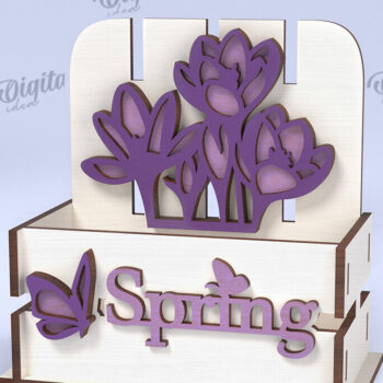 Intra απο ξύλο plywood  Χρώμα wenge 3mm-4mm πάχος - Πασχαλινό κουτί LaserCut. Πασχαλινό καλάθι διακόσμηση Δίασταση 15x15 cm INTRAFABR-116079051 - Image 1