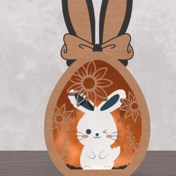 Intra απο ξύλο plywood  Χρώμα wenge 3mm-4mm πάχος - 3D Layered Lantern Easter Bunny Δίασταση 15x15 cm INTRAFABR-65094475 - Image 2