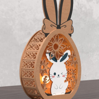 Intra απο ξύλο plywood  Χρώμα wenge 3mm-4mm πάχος - 3D Layered Lantern Easter Bunny Δίασταση 15x15 cm INTRAFABR-65094475 - Image 3
