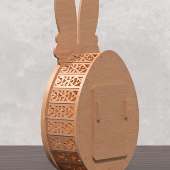 Intra απο ξύλο plywood  Χρώμα wenge 3mm-4mm πάχος - 3D Layered Lantern Easter Bunny Δίασταση 15x15 cm INTRAFABR-65094475 - Image 4