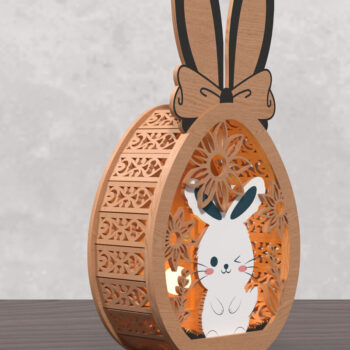 Intra απο ξύλο plywood  Χρώμα wenge 3mm-4mm πάχος - 3D Layered Lantern Easter Bunny Δίασταση 15x15 cm INTRAFABR-65094475 - Image 5