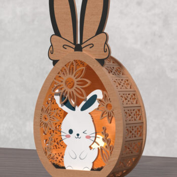 Intra απο ξύλο plywood  Χρώμα wenge 3mm-4mm πάχος - 3D Layered Lantern Easter Bunny Δίασταση 15x15 cm INTRAFABR-65094475 - Image 6