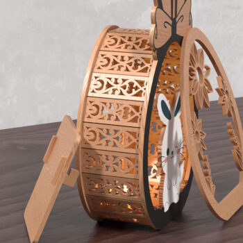 Intra απο ξύλο plywood  Χρώμα wenge 3mm-4mm πάχος - 3D Layered Lantern Easter Bunny Δίασταση 15x15 cm INTRAFABR-65094475 - Image 7