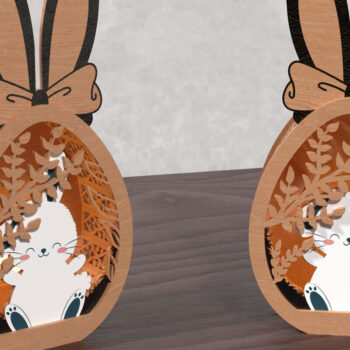 Intra απο ξύλο plywood  Χρώμα wenge 3mm-4mm πάχος - Πασχαλινό λαγουδάκι τρισδιάστατο φανάρι με στρώσεις Δίασταση 20x20 cm INTRAFABR-65094462 - Image 1