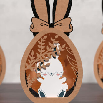 Intra απο ξύλο plywood  Χρώμα wenge 3mm-4mm πάχος - Πασχαλινό λαγουδάκι τρισδιάστατο φανάρι με στρώσεις Δίασταση 20x20 cm INTRAFABR-65094462 - Image 2