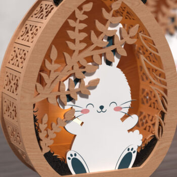 Intra απο ξύλο plywood  Χρώμα wenge 3mm-4mm πάχος - Πασχαλινό λαγουδάκι τρισδιάστατο φανάρι με στρώσεις Δίασταση 20x20 cm INTRAFABR-65094462 - Image 3