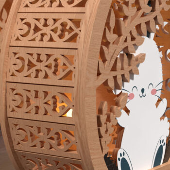 Intra απο ξύλο plywood  Χρώμα wenge 3mm-4mm πάχος - Πασχαλινό λαγουδάκι τρισδιάστατο φανάρι με στρώσεις Δίασταση 20x20 cm INTRAFABR-65094462 - Image 4