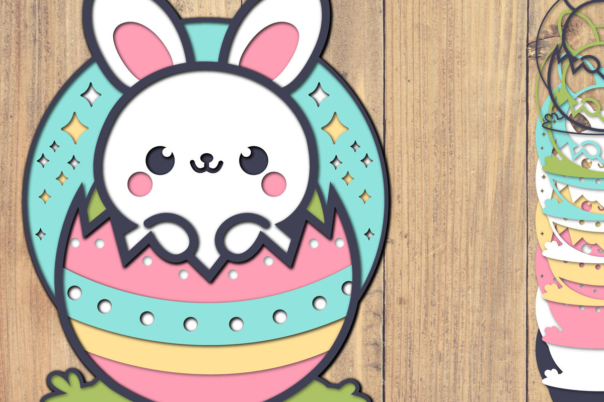 Intra απο ξύλο plywood  Χρώμα wenge 3mm-4mm πάχος - Easter Bunny 3d Paper Cut Δίασταση 1500x1500 cm INTRAFABR-64972935