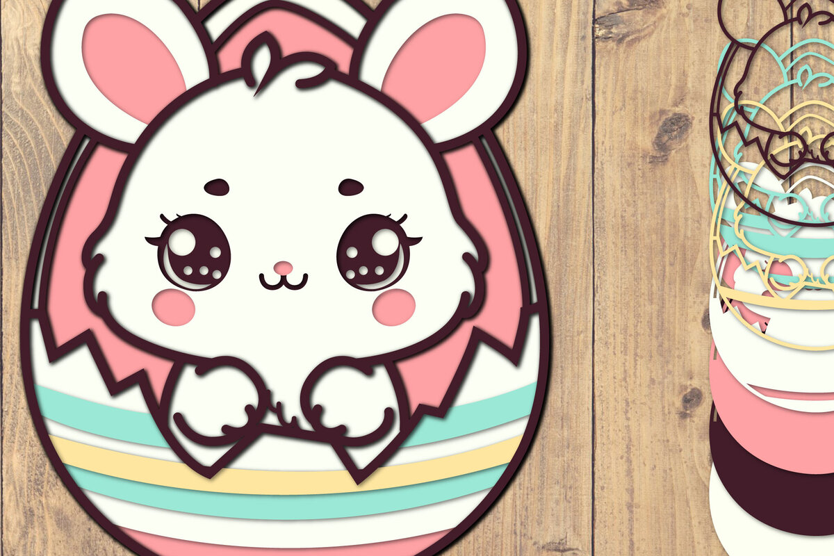 Intra απο ξύλο plywood  Χρώμα wenge 3mm-4mm πάχος - Easter Bunny 3d Paper Cut Δίασταση 1500x1500 cm INTRAFABR-32770578