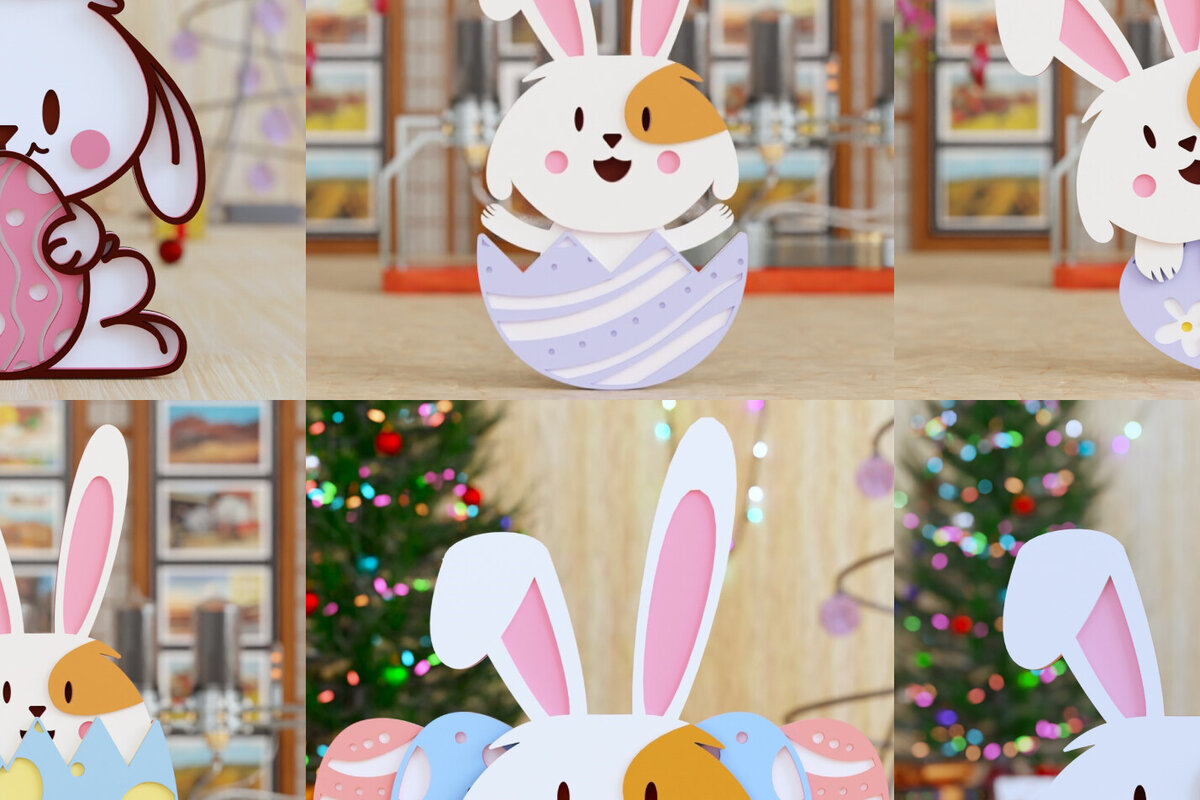 Intra απο ξύλο plywood  Χρώμα wenge 3mm-4mm πάχος - Πασχαλινό λαγουδάκι 3D BUNDLE Δίασταση 20x25 cm INTRAFABR-32770094