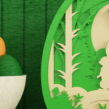 Intra απο ξύλο plywood  Χρώμα wenge 3mm-4mm πάχος - Easter Bunny 3D Crafting Δίασταση 20x25 cm INTRAFABR-32770518 - Image 2