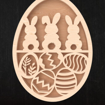 Intra απο ξύλο plywood  Χρώμα wenge 3mm-4mm πάχος - Easter Bunny and Egg Layered Δίασταση 15x15 cm INTRAFABR-96804004 - Image 1