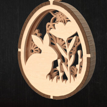 Intra απο ξύλο plywood  Χρώμα wenge 3mm-4mm πάχος - Πασχαλινό λαγουδάκι και αυγό λουλουδιών Δίασταση 30x20 cm INTRAFABR-96803390 - Image 1