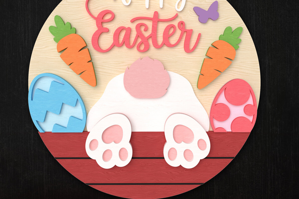 Intra απο ξύλο plywood  Χρώμα wenge 3mm-4mm πάχος - Πασχαλινό λαγουδάκι πίσω σημάδι κοπής με λέιζερ Δίασταση 30x20 cm INTRAFABR-58628024