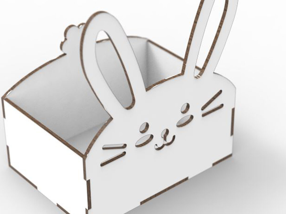 Intra απο ξύλο plywood  Χρώμα wenge 3mm-4mm πάχος - Πασχαλινό καλάθι λαγουδάκι Δίασταση 15x15 cm INTRAFABR-34256292