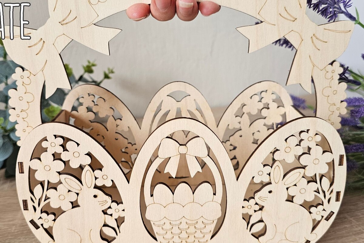 Intra απο ξύλο plywood  Χρώμα wenge 3mm-4mm πάχος - Πασχαλινό Μπάνι Καλάθι , Δώρο κοπής με λέιζερ Δίασταση 15x15 cm INTRAFABR-108852043