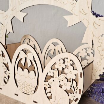 Intra απο ξύλο plywood  Χρώμα wenge 3mm-4mm πάχος - Πασχαλινό Μπάνι Καλάθι , Δώρο κοπής με λέιζερ Δίασταση 15x15 cm INTRAFABR-108852043 - Image 3