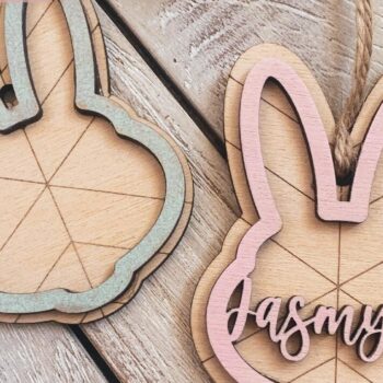 Intra απο ξύλο plywood Χρώμα wenge 3mm-4mm πάχος - Easter Bunny Basket Tag Laser Δίασταση 15x15 cm INTRAFABR-108852061 - Image 4