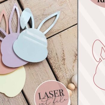 Intra απο ξύλο plywood Χρώμα wenge 3mm-4mm πάχος - Easter Bunny Basket Tag Laser Δίασταση 15x15 cm INTRAFABR-108852074 - Image 1