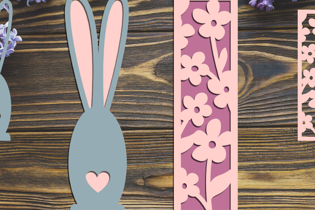 Intra απο ξύλο plywood  Χρώμα wenge 3mm-4mm πάχος - Easter Bunny Bookmark Layered Δίασταση 2x7 cm INTRAFABR-112120639