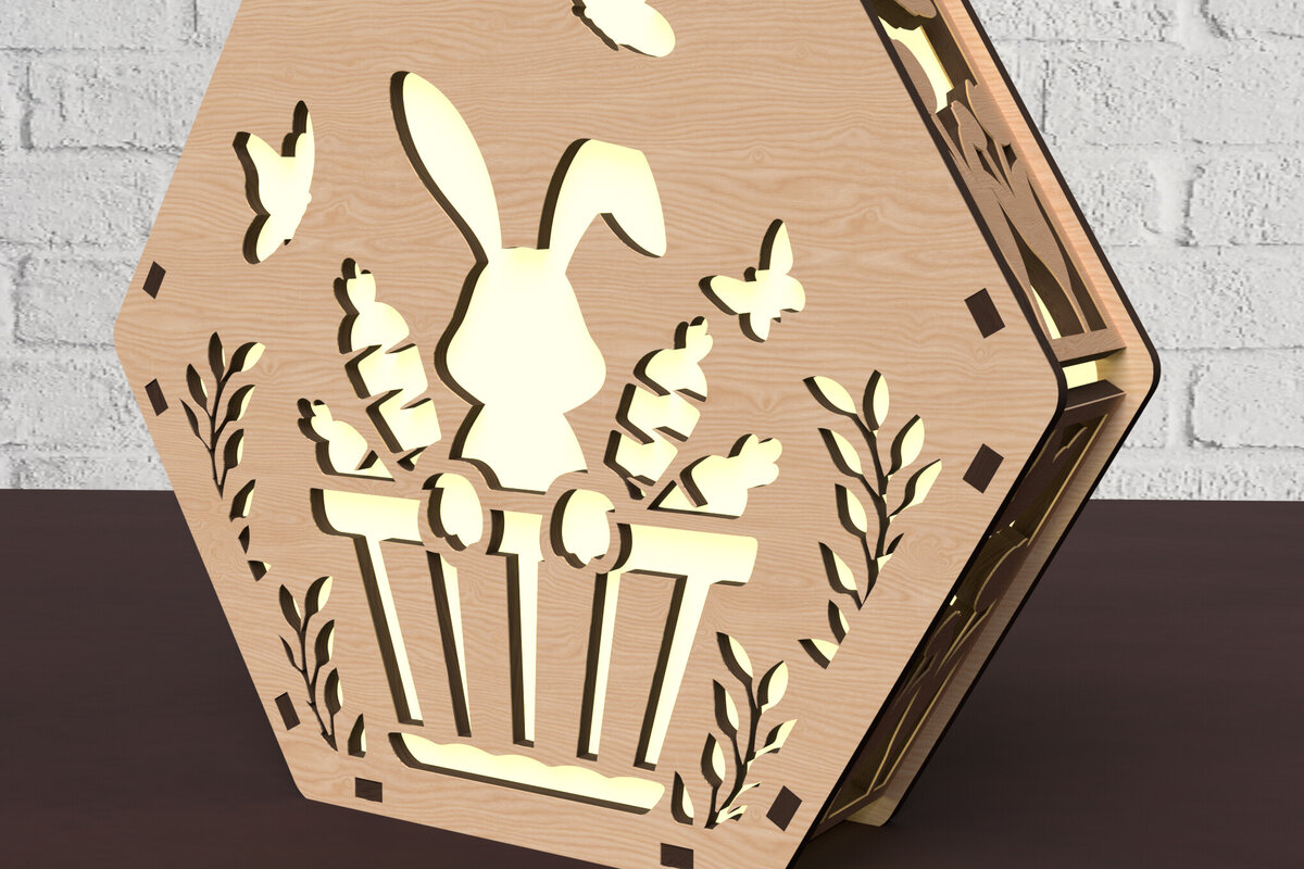 Intra απο ξύλο plywood  Χρώμα wenge 3mm-4mm πάχος - Λαμπροθήκη Πασχαλινό Λαγουδάκι Δίασταση 20x20 cm INTRAFABR-119659525