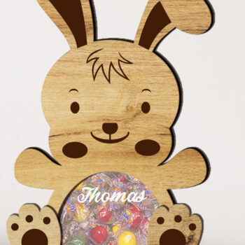 Intra απο ξύλο plywood Χρώμα wenge 3mm-4mm πάχος - Πρότυπο περικοπής κουτιού καραμέλας Πάσχας λαγουδάκι Δίασταση 6x8 cm INTRAFABR-119659568 - Image 2