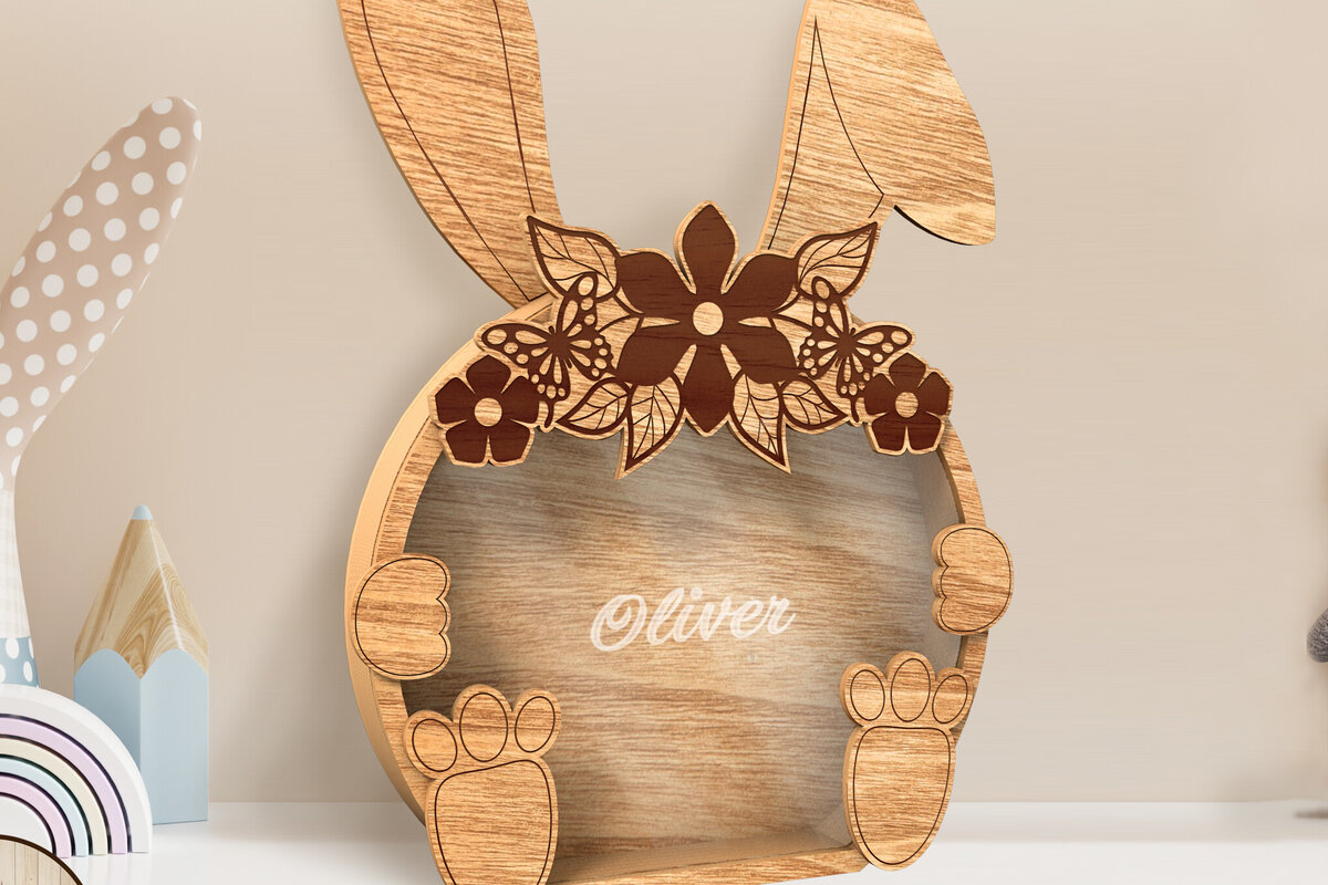 Intra απο ξύλο plywood  Χρώμα wenge 3mm-4mm πάχος - Πρότυπο κουτιού καραμελών για το Πάσχα λαγουδάκι Δίασταση 7x10 cm INTRAFABR-72076695