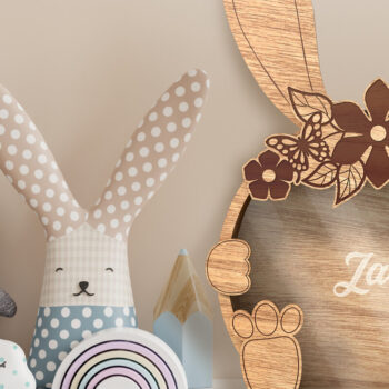 Intra απο ξύλο plywood  Χρώμα wenge 3mm-4mm πάχος - Πασχαλινό μπομπονιέρα με λαγουδάκι Δίασταση 7x10 cm INTRAFABR-89750491 - Image 1