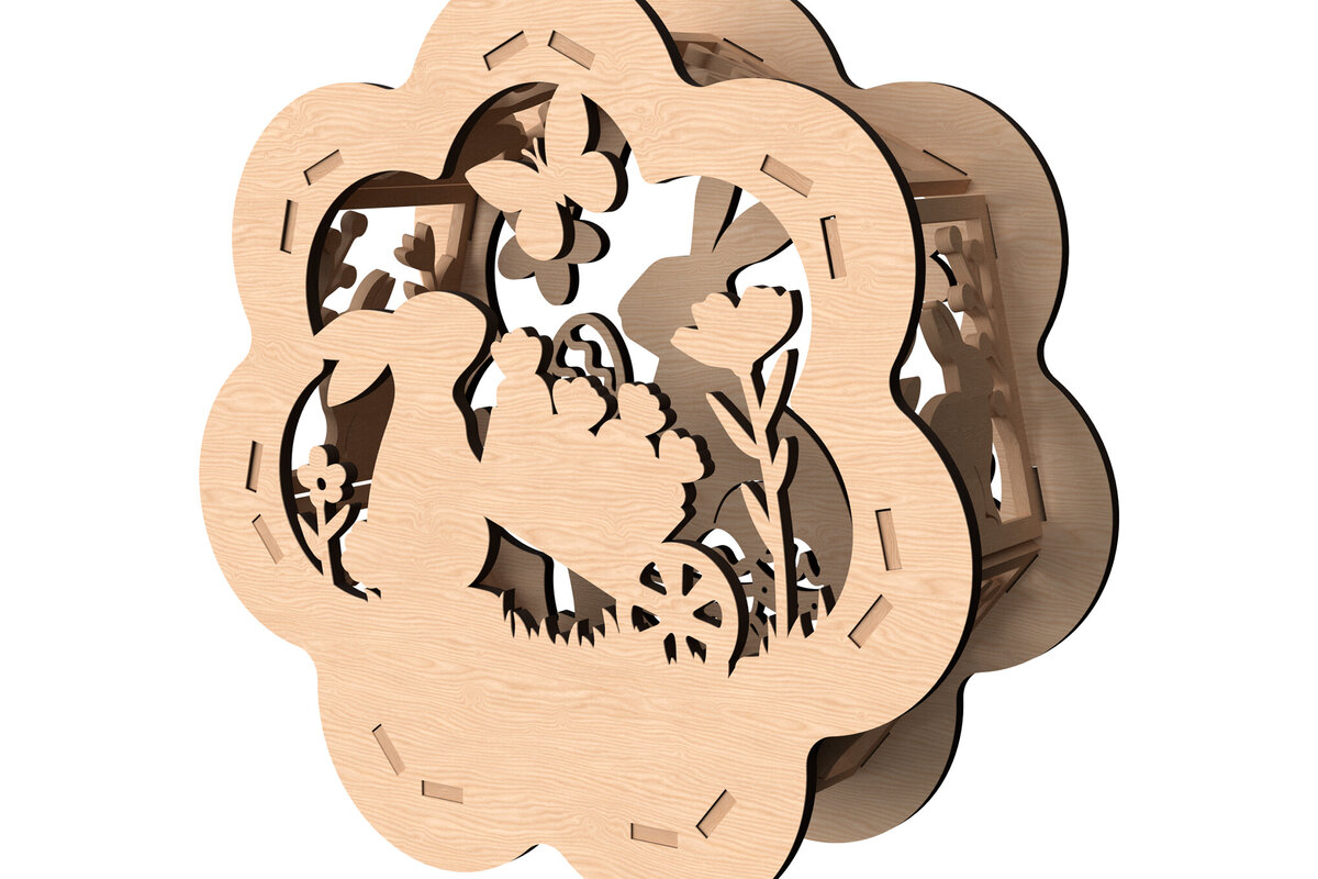 Intra απο ξύλο plywood  Χρώμα wenge 3mm-4mm πάχος - Λαμπροθήκη Πασχαλινής Λαγουδίτσας Δίασταση 30x20 cm INTRAFABR-124211909