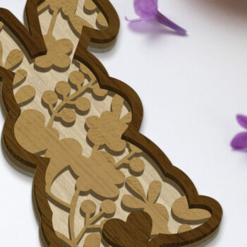 Intra απο ξύλο plywood Χρώμα wenge 3mm-4mm πάχος - Πρότυπο αποκοπής λαγουδάκι του Πάσχα, διακόσμηση Δίασταση 34x7 cm INTRAFABR-123668315 - Image 3