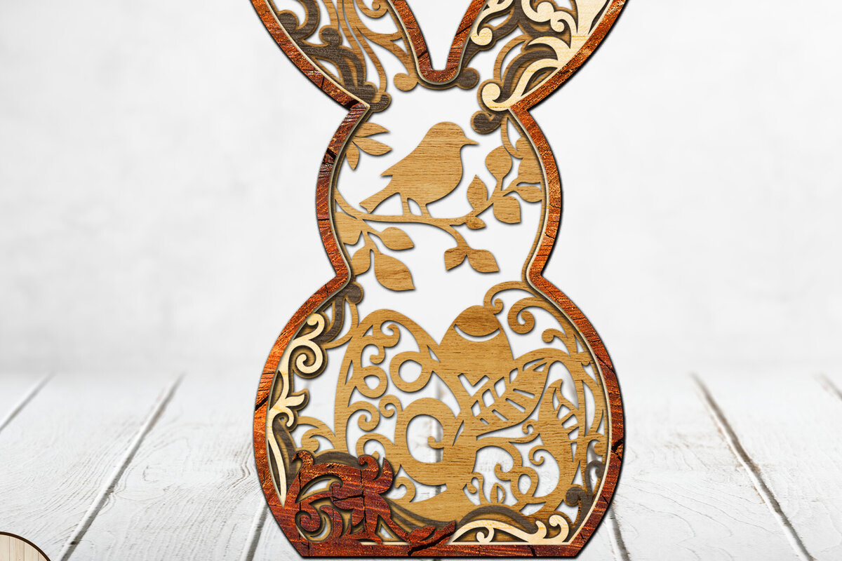 Intra απο ξύλο plywood  Χρώμα wenge 3mm-4mm πάχος - Πασχαλινό λαγουδάκι διακόσμηση, κομμένο πρότυπο Δίασταση 9x7 cm INTRAFABR-123756207