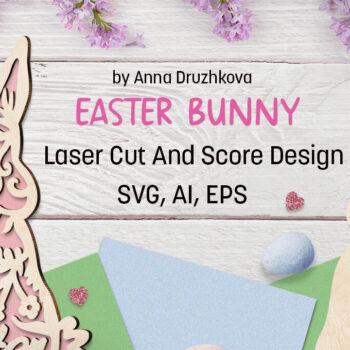 Intra απο ξύλο plywood Χρώμα wenge 3mm-4mm πάχος - Easter Bunny DIY Laser Δίασταση 15x15 cm INTRAFABR-123668283 - Image 1