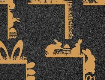 Intra απο ξύλο plywood  Χρώμα wenge 3mm-4mm πάχος - Πασχαλινό λαγουδάκι γωνιακή πόρτα με λέιζερ Δίασταση 15x15 cm INTRAFABR-94251583 - Image 1