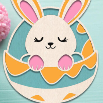 Intra απο ξύλο plywood  Χρώμα wenge 3mm-4mm πάχος - Easter Bunny Door , Ξύλινη στρογγυλή πινακίδα Δίασταση 15x15 cm INTRAFABR-94232330 - Image 4