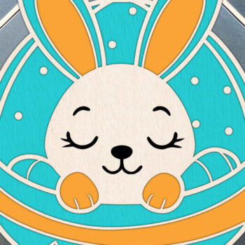 Intra απο ξύλο plywood  Χρώμα wenge 3mm-4mm πάχος - Easter Bunny Door , Ξύλινη στρογγυλή πινακίδα Δίασταση 15x15 cm INTRAFABR-94232411 - Image 1