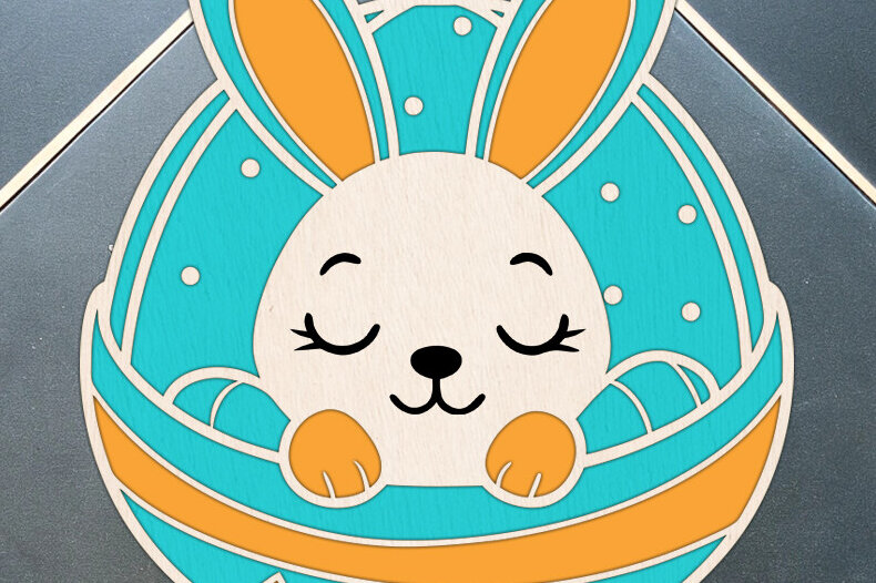 Intra απο ξύλο plywood  Χρώμα wenge 3mm-4mm πάχος - Easter Bunny Door , Ξύλινη στρογγυλή πινακίδα Δίασταση 15x15 cm INTRAFABR-94232411