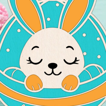 Intra απο ξύλο plywood  Χρώμα wenge 3mm-4mm πάχος - Easter Bunny Door , Ξύλινη στρογγυλή πινακίδα Δίασταση 15x15 cm INTRAFABR-94232411 - Image 2