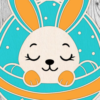 Intra απο ξύλο plywood  Χρώμα wenge 3mm-4mm πάχος - Easter Bunny Door , Ξύλινη στρογγυλή πινακίδα Δίασταση 15x15 cm INTRAFABR-94232411 - Image 3