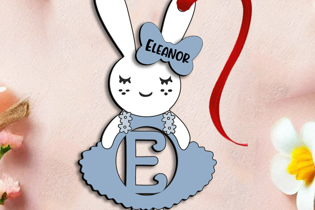 Intra απο ξύλο plywood  Χρώμα wenge 3mm-4mm πάχος - Πασχαλινό λαγουδάκι Φόρεμα Letter E Καλάθι λέιζερ Δίασταση 6x6 cm INTRAFABR-94232447