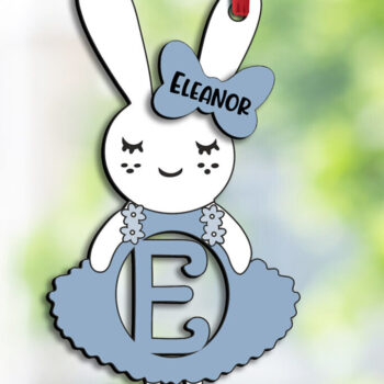 Intra απο ξύλο plywood  Χρώμα wenge 3mm-4mm πάχος - Πασχαλινό λαγουδάκι Φόρεμα Letter E Καλάθι λέιζερ Δίασταση 6x6 cm INTRAFABR-94232447 - Image 2