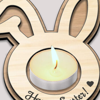 Intra απο ξύλο plywood  Χρώμα wenge 3mm-4mm πάχος - Κηροπήγιο τσαγιού Easter Bunny Ears Δίασταση 15x15 cm INTRAFABR-79048882 - Image 3