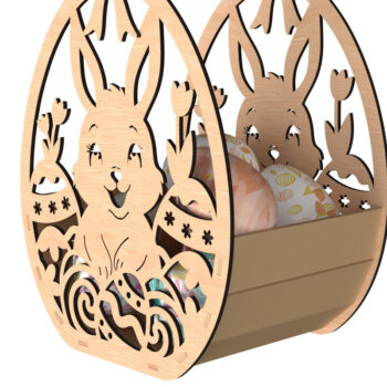 Intra απο ξύλο plywood  Χρώμα wenge 3mm-4mm πάχος - Καλάθι αυγών Πασχαλινό λαγουδάκι - Δίασταση 30x20 cm INTRAFABR-31213077 - Image 1